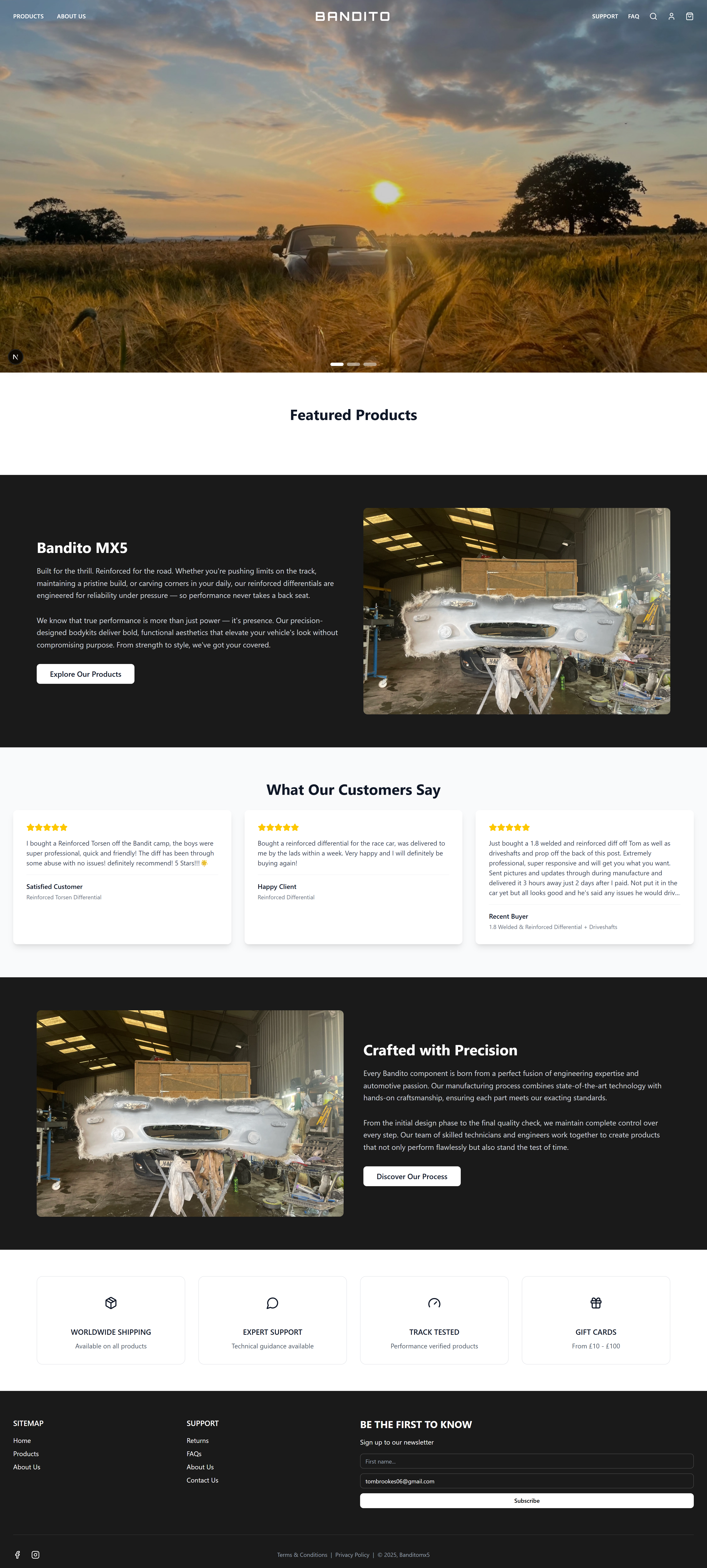 Full view of the Bandito eCommerce store