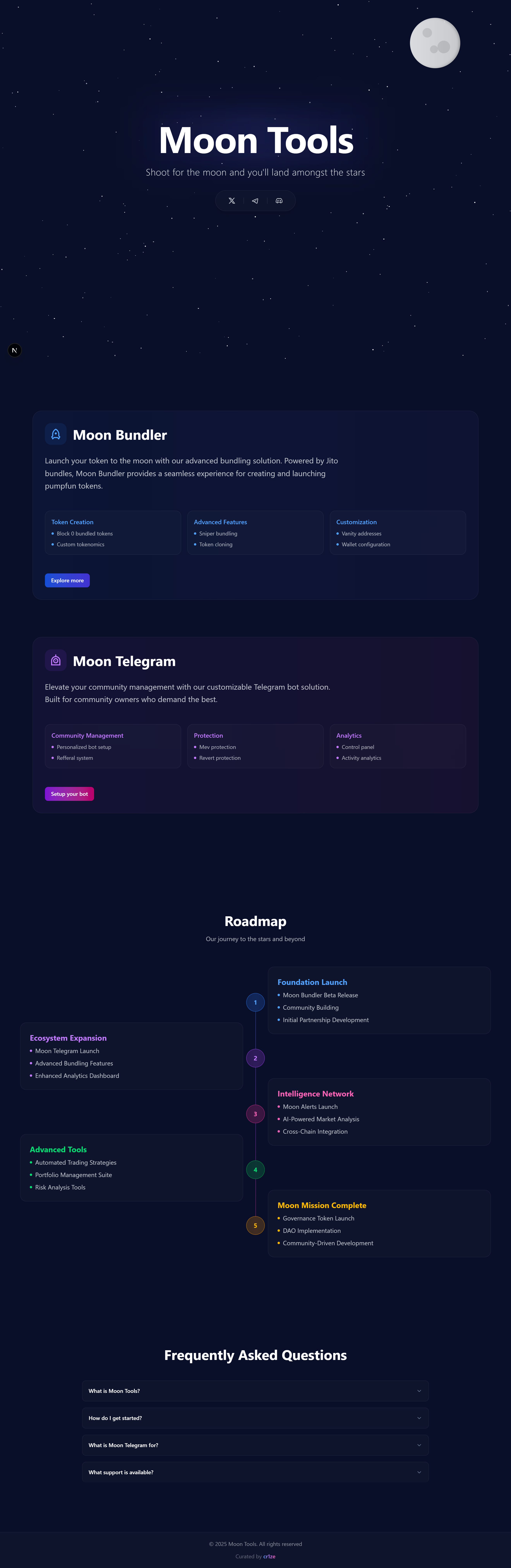 Moon Tools Dashboard