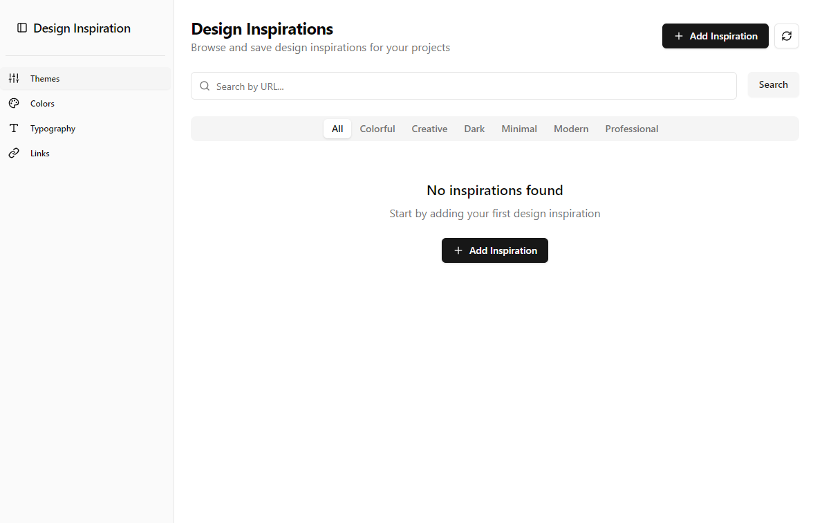 Inspiration Manager Interface