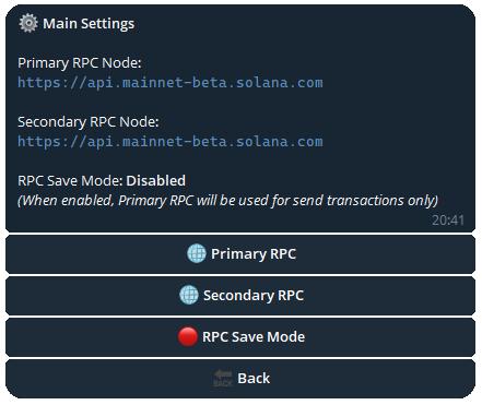 Moon Telegram Main Settings
